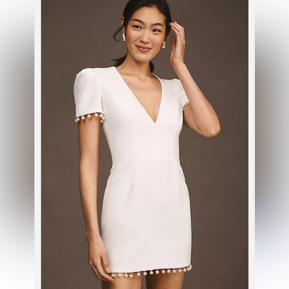 NWT Jade Melody Tam Pearl Trim Dress in WHITE